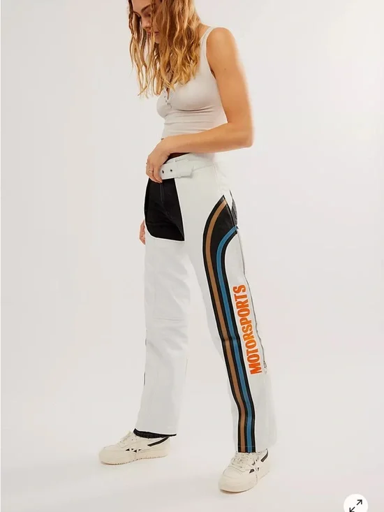 White Leather chap Pants - Picture 1 of 3